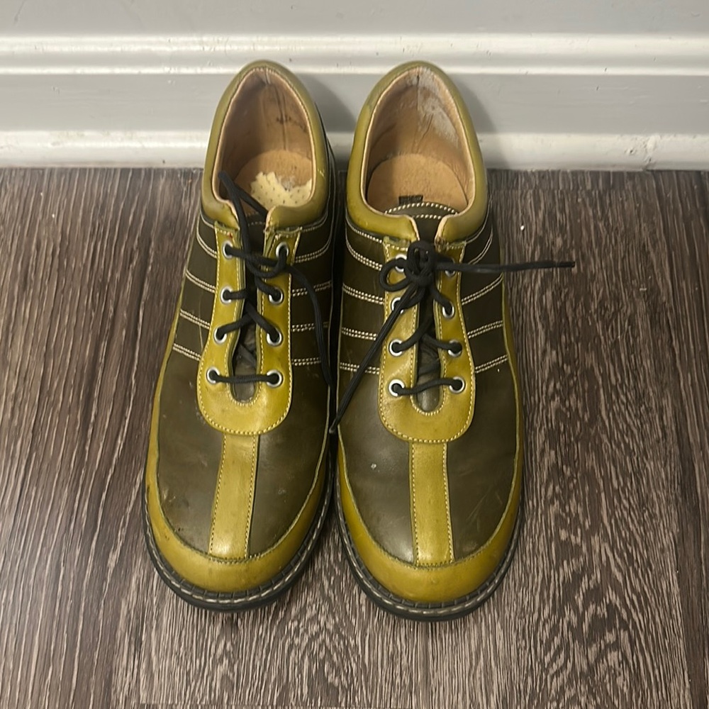 John Fluevog Green Oxfords with Retro Design